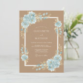 Invitation Mariage Toffee Azure Petal (Debout devant)