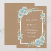 Invitation Mariage Toffee Azure Petal (Devant / Derrière)