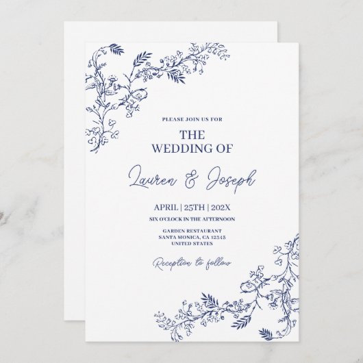 Invitation Mariage Toile (Devant / Derrière)