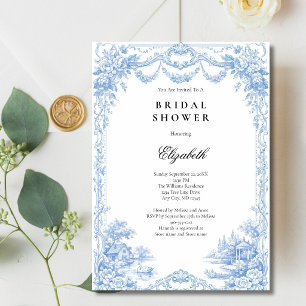 Invitation Mariage Toile Bleu Blanc Chinoiseries