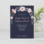Invitation Mariage Tombe Fleurie Rose Pâle | (Debout devant)