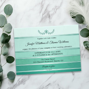 Invitation Mariage Ton sur Ton rayé Vert Argenté