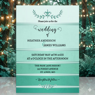 Invitation Mariage Ton sur Ton Vert Rayé avec Accents Argenté