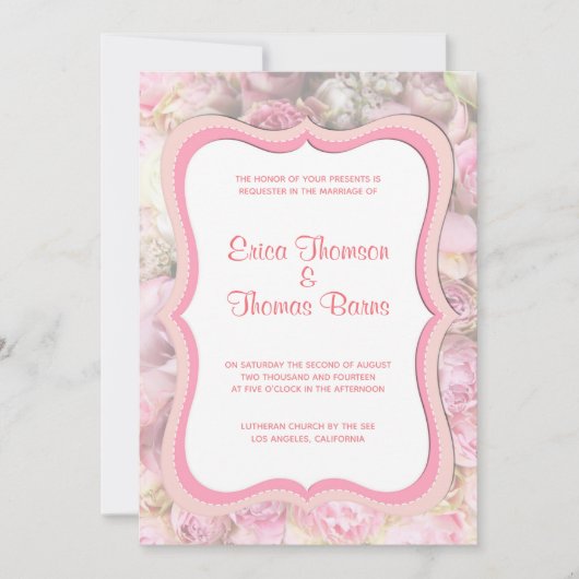 Invitation Mariage Tons Pastel Roses (Devant)