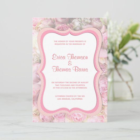 Invitation Mariage Tons Pastel Roses (Debout devant)