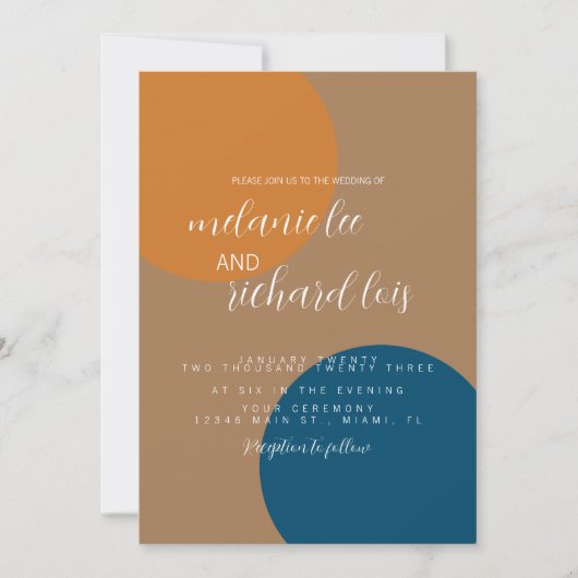 Invitation Mariage Tons Terre et Formes Navy (Devant)