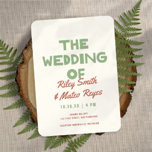 Invitation Mariage Tons Terreux Funky Gras Type Rétro Moderne
