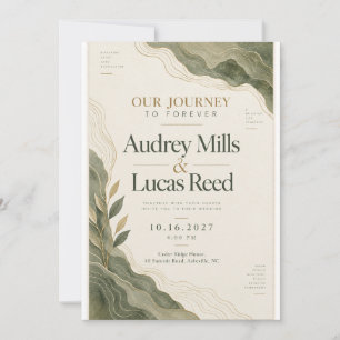 Invitation Mariage Topographique Vert Sauge