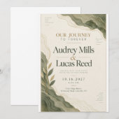 Invitation Mariage Topographique Vert Sauge (Devant / Derrière)
