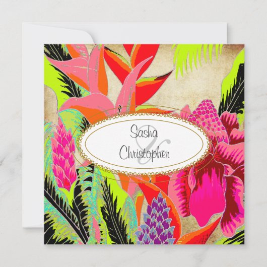 Invitation Mariage Torche Ginger+heliconia/Luau (Devant)