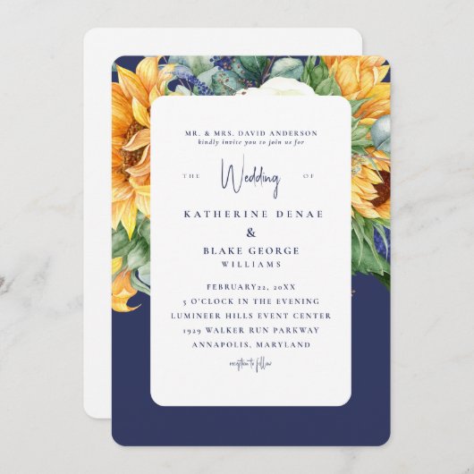 Invitation Mariage Toscane de la marine Toscane (Devant / Derrière)