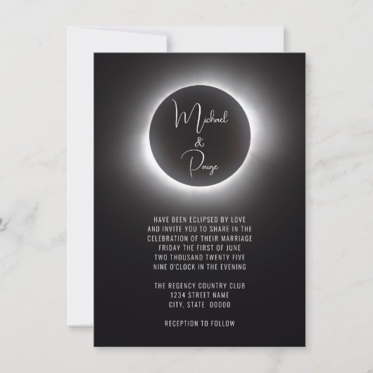 Invitation Mariage total d'éclipse solaire (Devant)