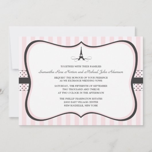 Invitation Mariage Tour Eiffel Paris (Devant)