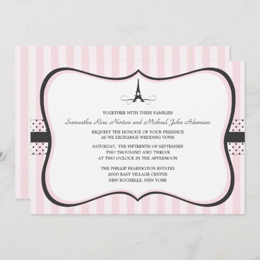 Invitation Mariage Tour Eiffel Paris (Devant / Derrière)