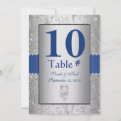Invitation Mariage Tourbillon Argent Bleu Royal Monogramme (Dos)