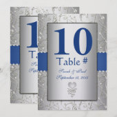 Invitation Mariage Tourbillon Argent Bleu Royal Monogramme (Devant / Derrière)