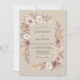 Invitation Mariage Tourbillon Biologique Rose Poussiéreux