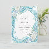 Invitation Mariage Tourbillon de Feuille d'Aqua (Debout devant)