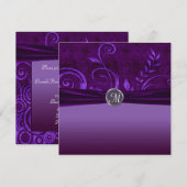 Invitation Mariage Tourbillon de Velours Prune et Violet (Devant / Derrière)