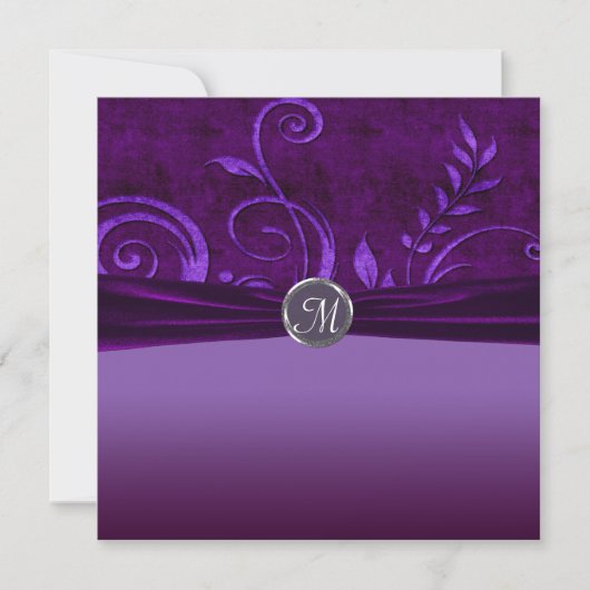Invitation Mariage Tourbillon de Velours Violet & Prune (Devant)