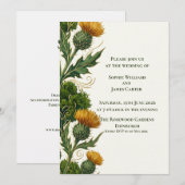 Invitation Mariage Tourbillon Doré Chardon Jaune Écossais (Devant / Derrière)