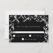 Invitation Mariage tourbillon fantaisie noir et blanc  (Devant)