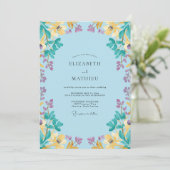 Invitation Mariage Tourbillon Floral Bleu (Debout devant)