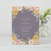 Invitation Mariage Tourbillon Floral Ocre (Debout devant)