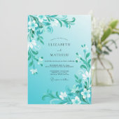 Invitation Mariage Tourbillon Floral Sarcelle (Debout devant)