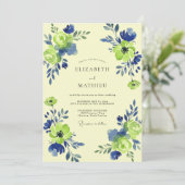 Invitation Mariage Tourbillon Floral Vert Citron (Debout devant)