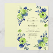 Invitation Mariage Tourbillon Floral Vert Citron (Devant / Derrière)