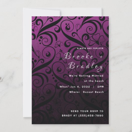 Invitation Mariage Tourbillon Floral Violet (Devant)