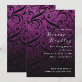 Invitation Mariage Tourbillon Floral Violet (Devant / Derrière)