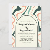 Invitation Mariage Tourbillon Rétro Vert Menthe Rose (Devant)