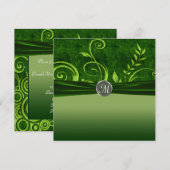 Invitation Mariage Tourbillon Vert Citron & Velours (Devant / Derrière)