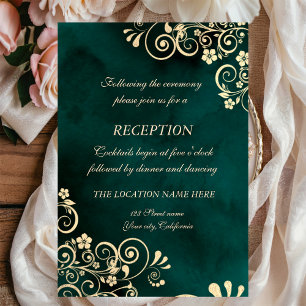 Invitation Mariage Tourbillons d'Or Vert Emeraude