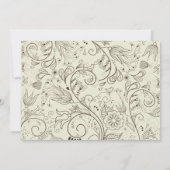 Invitation Mariage Tourbillons Fleurs Brun Esquisse sur Ivory (Dos)