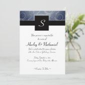 Invitation Mariage Tourbillons Monogramme (Debout devant)