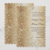 Invitation Mariage Tourbillons Oiseaux de l'Amour Bronze Or e (Devant / Derrière)