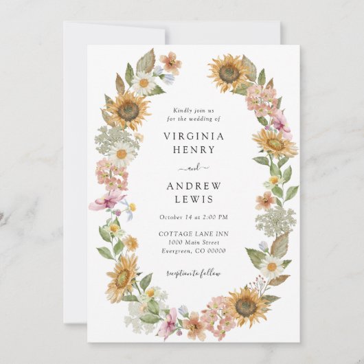 Invitation Mariage tournesol (Devant)