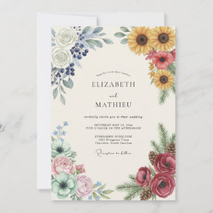 Invitation Mariage Tournesol Baie Moutarde