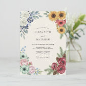 Invitation Mariage Tournesol Baie Moutarde (Debout devant)