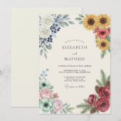 Invitation Mariage Tournesol Baie Moutarde (Devant / Derrière)