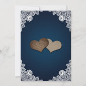 Invitation Mariage Tournesol Dentelle Burlap Bleu Marine Rust (Dos)