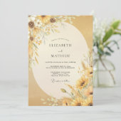 Invitation Mariage Tournesol Doré Eucalyptus (Debout devant)