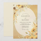 Invitation Mariage Tournesol Doré Eucalyptus (Devant / Derrière)