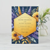Invitation Mariage Tournesol Doré Indigo (Debout devant)