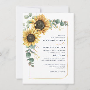 Invitation Mariage Tournesol et Eucalyptus Aquarelle