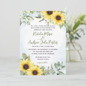 Invitation Mariage tournesol et verdure (Debout devant)