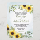 Invitation Mariage tournesol et verdure (Devant / Derrière)